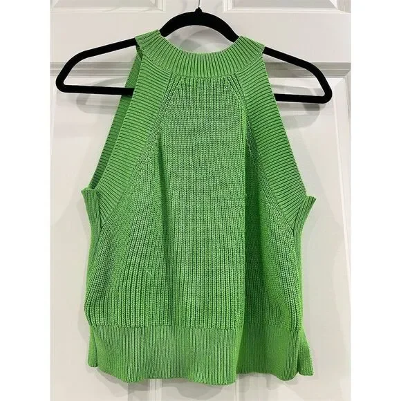 Wilfred Women's XS Green Sleeveless Halter Knit Tank Top Casual - Picture 4 of 6